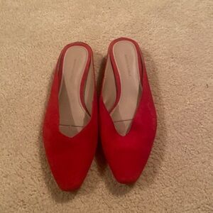 Banana Republic real suede tomato red slides/mules